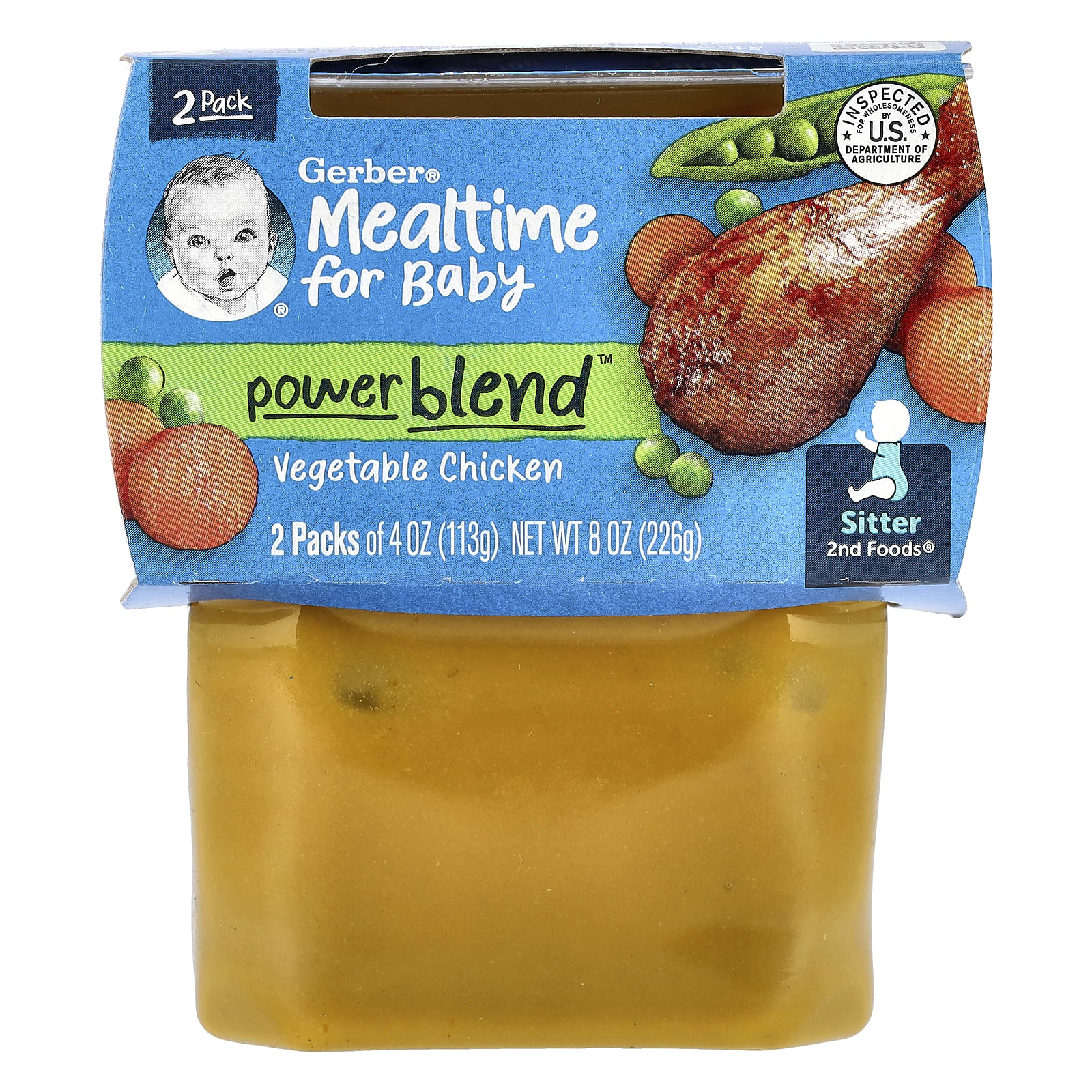 Mealtime for Baby, Power Blend™, 2nd Foods®, Vegetable Chicken, 2 Pack, 4  oz (113 g) Each