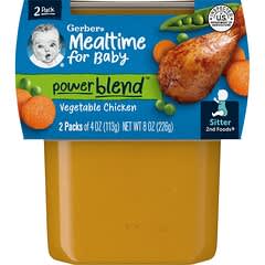 Gerber, Mealtime for Baby, Power Blend, 2nd Foods, Vegetable Chicken , 2 Pack, 4 oz (113 g) Each
