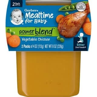 Gerber, Mealtime for Baby, Power Blend, 2nd Foods, 채소 닭고기, 2팩, 개당 113g(4oz)