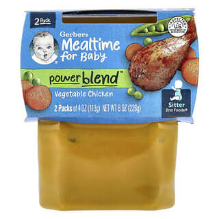 Gerber, Mealtime for Baby, Power Blend™, 2nd Foods®, Vegetable Chicken, 2 Pack, 4 oz (113 g) Each