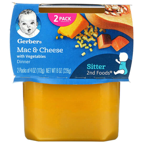 Gerber, Mac & Cheese Dinner with Vegetables, Sitter, 2 Pack, 4 oz (113