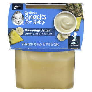 Gerber, Bocadillos para bebés, Segunda comida, Delicia hawaiana`` Paquete de 2, 113 g (4 oz) cada uno