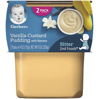 Gerber, Vanilla Custard Pudding with Banana, 2nd Foods, 2 Pack, 4 oz (113 g) Each