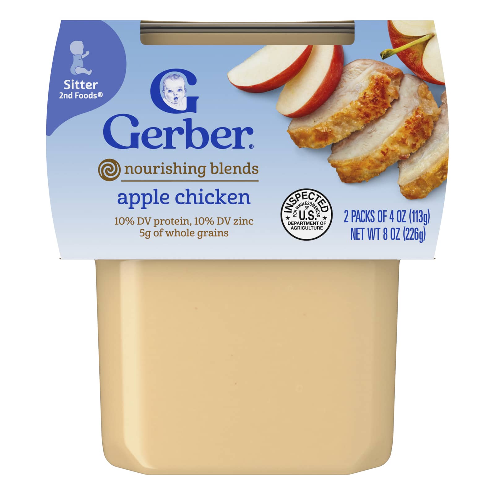 Gerber, питательные смеси, 2nd Foods®, со вкусом яблока и курицы, 2 шт. в упаковке, 113 г (4 унции)