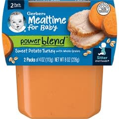Gerber, Mealtime for Baby, Power Blend, 2nd Foods, Sweet Potato Turkey with Whole Grains, 2 Pack, 4 oz (113 g) Each