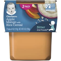 Gerber, Apple Mango with Rice Cereal, 2nd Foods, 2 Pack, 4 oz (113 g) Each