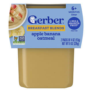 Gerber, Натурално за бебета, Grain & Grow™, 2nd Foods®, зърнена закуска с ябълка, банан и овесени ядки, 2 броя, 113 г всяка
