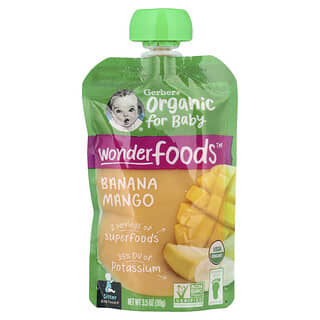 Gerber, Bio babáknak, Wonder Foods, 2nd Foods, Banana Mango, 3,5 uncia (99 g)