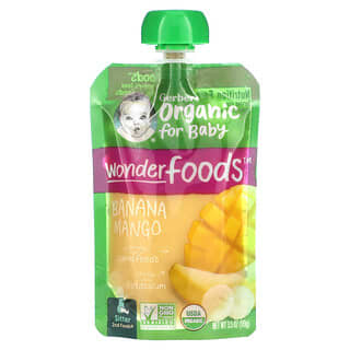 جيربر‏, طعام عضوي للأطفال ، Wonder Foods ، 2nd Foods ، الموز والمانجو ، 3.5 أونصة (99 جم)