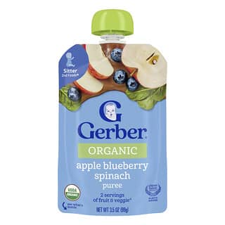 Gerber, органическое пюре, 2nd Foods®, яблоко, голубика и шпинат, 99 г (3,5 унции)
