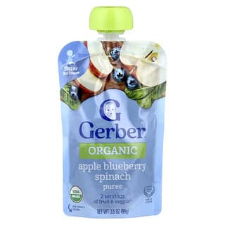 Gerber, Organic Puree, 2nd Foods®, Apple, Blueberry, Spinach, 99 g (3.5 oz)