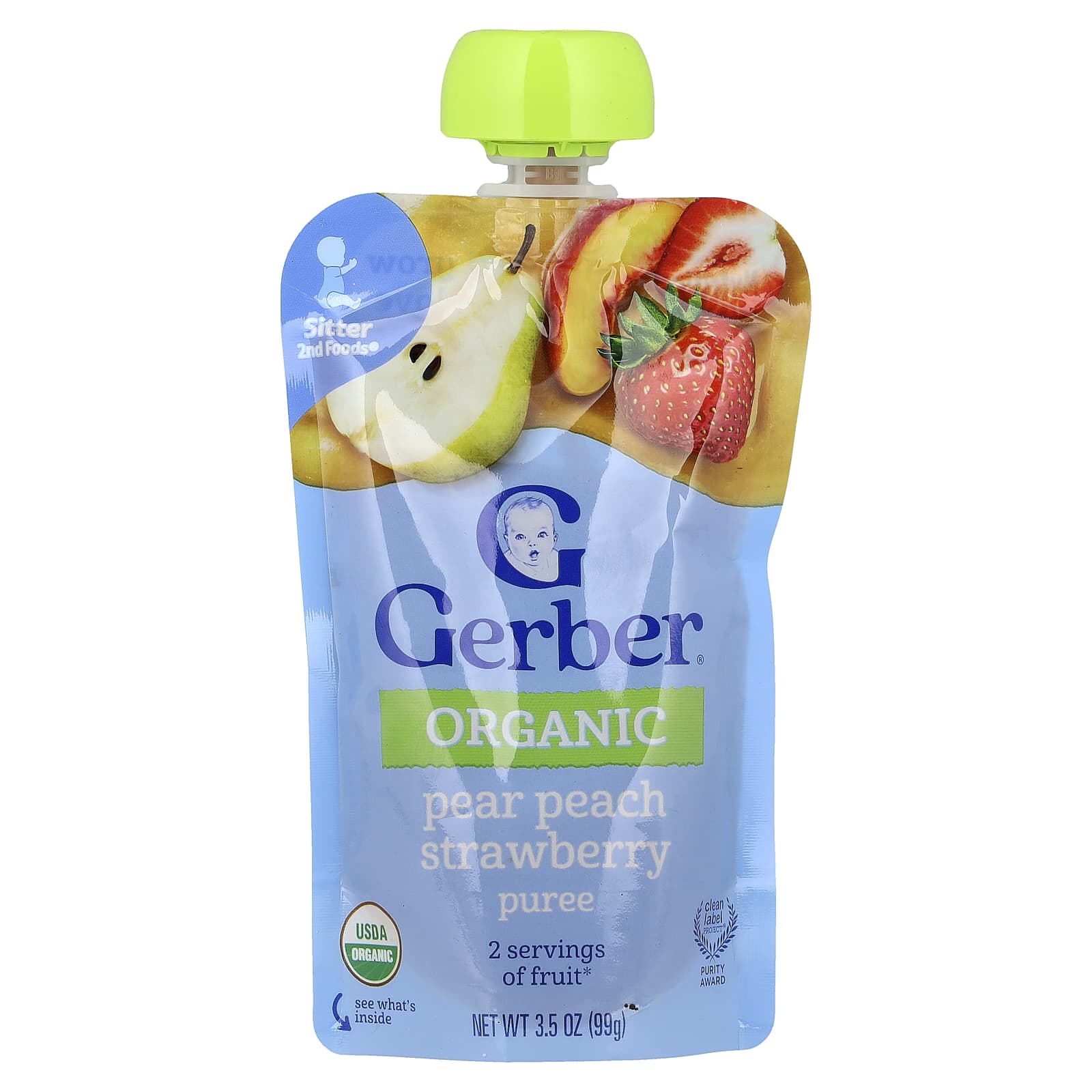 Gerber Organic Purity Baby Food Pure Organik, 2nd Foods®, Pir