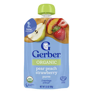 Gerber, Органическое пюре, 2nd Foods®, груша, персик, клубника, 99 г (3,5 унции)