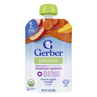 Gerber, Orgânico para Bebês, Wonder Foods, Segundos Alimentos, Cenoura, Maçã, Manga, 99 g (3,5 oz)