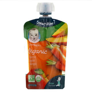 Gerber, Smart Flow, Organic, морковь, яблоко и манго, 99 г (3,5 унции)
