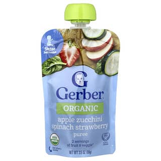Gerber, Organic for Baby, 2nd Foods®, Manzana, calabacín, espinaca y fresa, 2nd Foods®, 99 g (3,5 oz)
