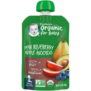Gerber, Organic for Baby, 2nd Foods, Pear, Blueberry, Apple, Avocado, 3.5 oz (99 g)