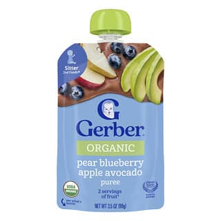 Gerber, Luomupyree, 2nd Foods®, päärynä-mustikka-omena-avokado, 99 g