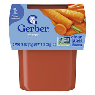Gerber, Natuurlijk voor baby, 2e voedsel®, wortel, 2 stuks, 4 oz (113 g) elk