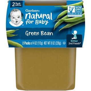 جيربر‏, Natural for Baby ، 2nd Foods ، الفاصوليا الخضراء ، عبوتان ، 4 أونصة (113 جم) لكل كيس