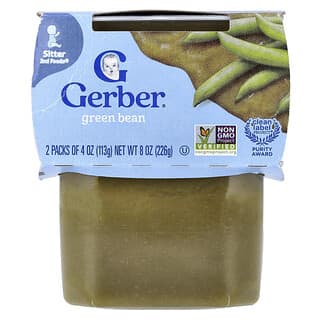 Gerber, 내추럴 포 베이비, 2nd Foods®, 그린빈, 2팩, 개당 113g(4oz)