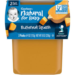 Gerber, Natural for Baby, 2nd Foods, Butternut Squash, 2 Pack, 4 oz (113 g) Each