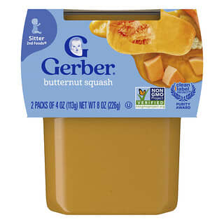 Gerber, 2nd Foods®, Sitter, dýně máslová, 2 balení, po 113 g (4 oz)