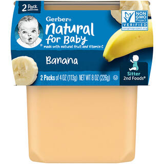 Gerber, Natural for Baby, 2nd Foods, Banana, 2 confezioni, 113 g ciascuna