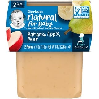 Gerber, Natural for Baby, 2nd Foods, Banana Apple Pear, 2 Pack, 4 oz (113 g) Each