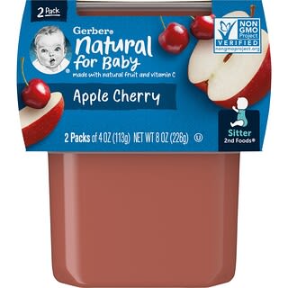 Gerber, Natural for Baby, 2nd Foods, Apple Cherry, 2 Pack, 4 oz (113 g) Each