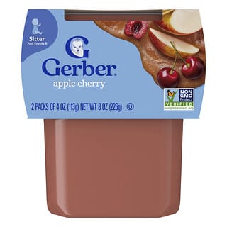 Gerber, 婴幼儿天然食品，2 阶段辅食®，苹果樱桃，2 包，每包 4 盎司（113 克）