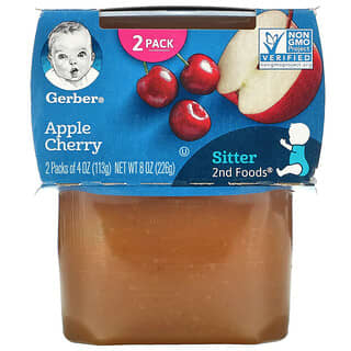 Gerber, Pomme et cerise, 2nd Foods, 2 paquets de 113 g chacun