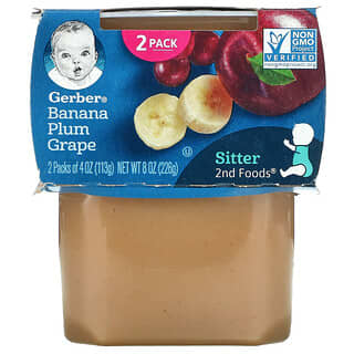 Gerber, Banane, prune et raisin, 2nd Foods, 2 paquets, 113 g chacun