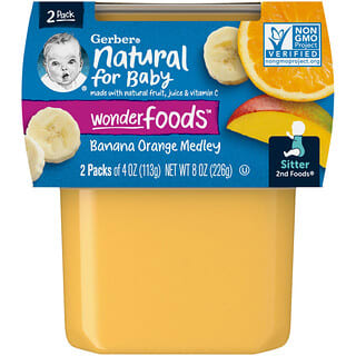 Gerber, Natural for Baby, Wonder Foods, 2nd Foods, Banana Orange Medley, 2 Pack, 4 oz (113 g) Each