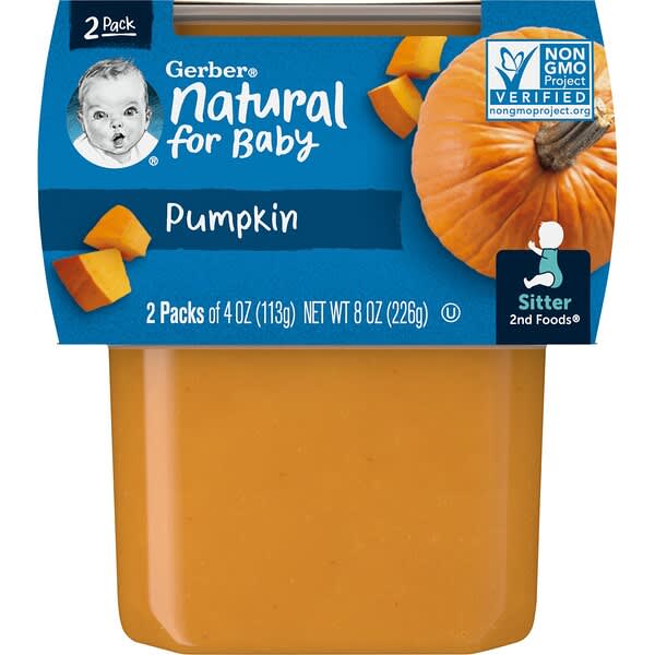 Gerber, Natural for Baby, 2nd Foods, Pumpkin, 2 Pack, 4 oz (113 g) Each
