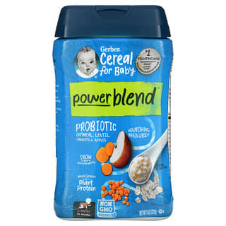 Gerber, Powerblend Cereal for Baby, 8+ Months, Probiotic Oatmeal, Lentil, Carrots & Apples, , 8 oz (227 g)