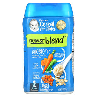 Gerber, 婴儿 Powerblend 麦片，益生菌燕麦片，扁豆，胡萝卜和豌豆，第 2 阶段辅食，8 盎司（227 克）