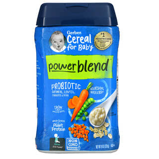 Gerber, Powerblend Cereal for Baby, 2nd Foods, Probiotic Oatmeal, Lentil, Carrots & Peas, 8 oz (227 g)