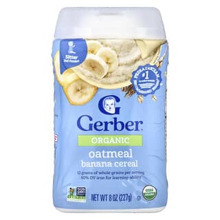 Gerber, Organic for Baby, Grain & Grow™, 2nd Foods, Cereal de avena y plátano, 227 g (8 oz)