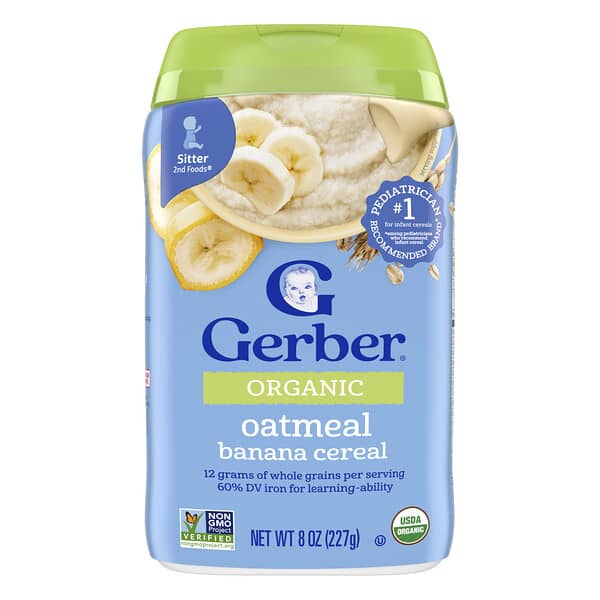 Gerber, Organic for Baby, Grain & Grow™, 2nd Foods®, Oatmeal Banana Cereal, 8 oz (227 g)