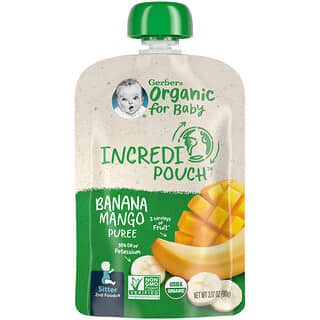 Gerber, Organic for Baby, 2nd Foods, Banana, Mango Puree, 3.17 oz (90 g)