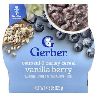 Gerber, Cereale de fulgi de ovaz si orz, peste 12 luni, fructe de padure de vanilie, 4,5 oz (128 g)