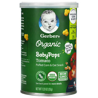 Gerber, Organic Baby Pops, Puffed Corn & Oat Snack, 8+ Months, Tomato, 1.23 oz (35 g)