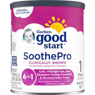 Gerber, Good Start，Soothe，含鐵嬰兒配方奶粉，0 至 12 月齡，12.4 盎司（351 克）
