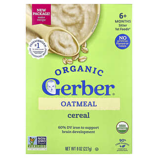 Gerber, органическая овсяная каша, для детей от 6 месяцев, 227 г (8 унций)