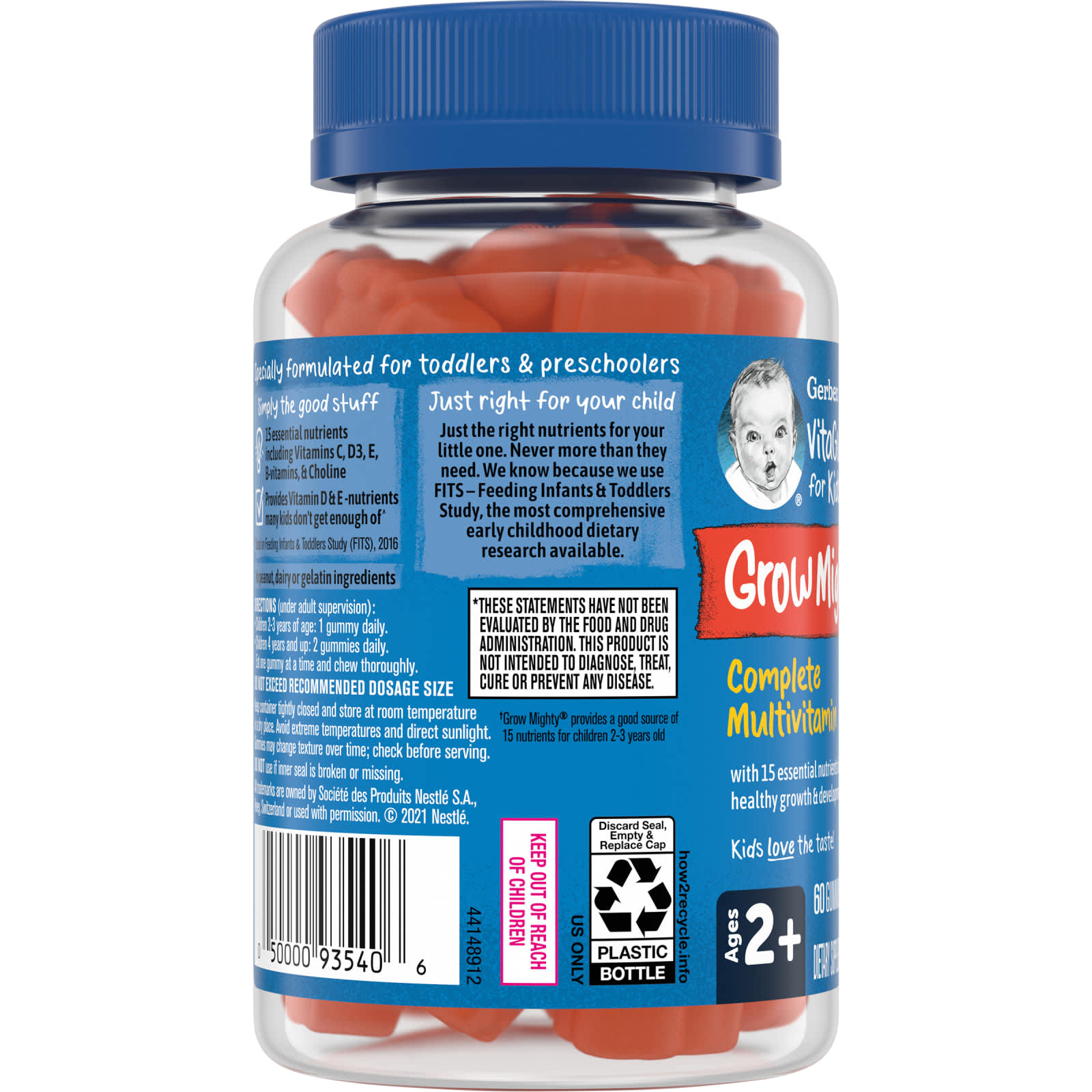 Gerber grow mighty komplettes multivitamin f r kinder ab 2 jahren 60 fruchtgummis