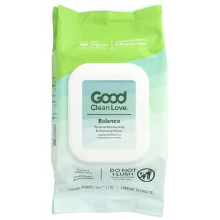 Good Clean Love, Rebalance, персональные увлажняющие и очищающие салфетки, без отдушек, 30 салфеток из лиоцелла