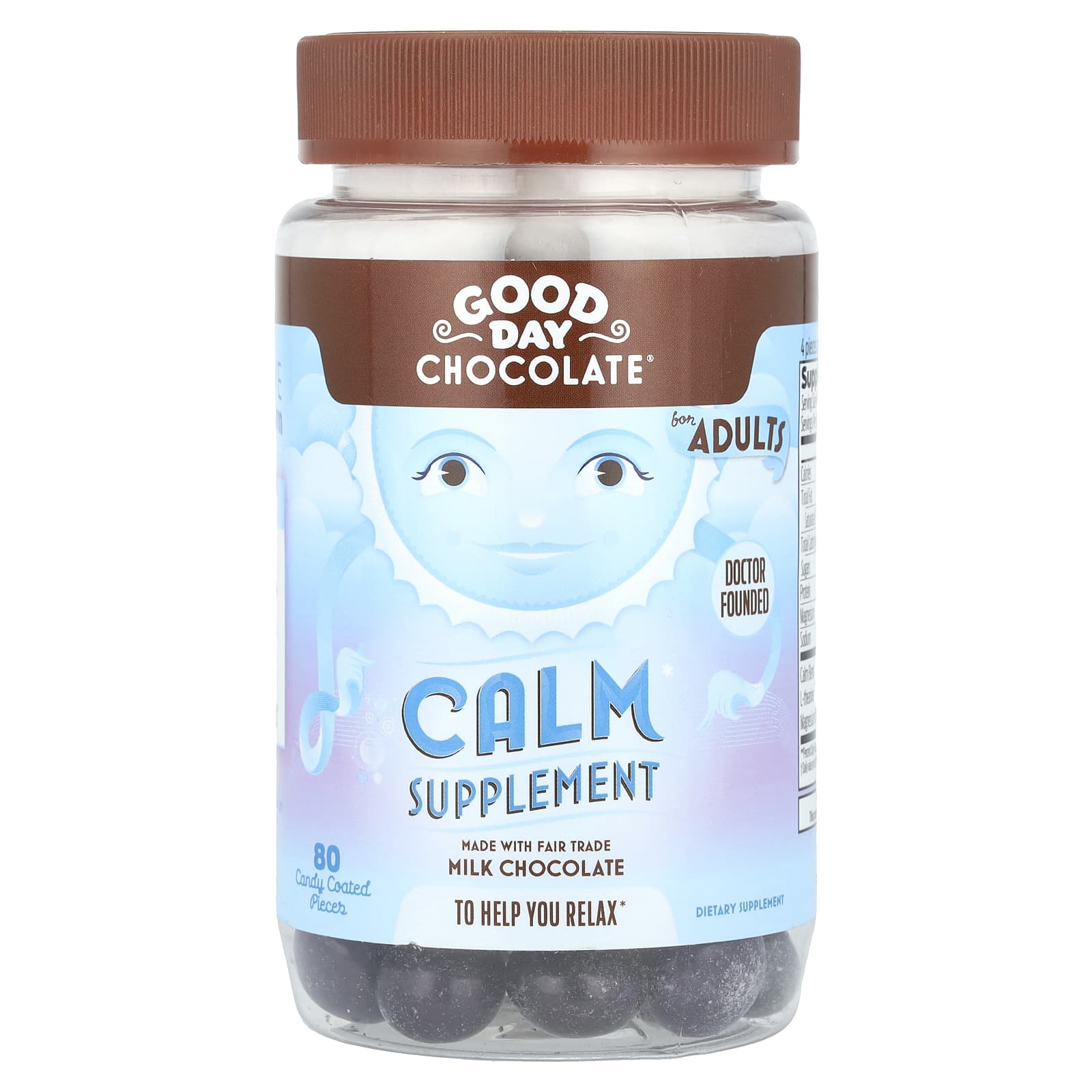 Good Day Chocolate, Calm Supplement, For Adults, Milk Chocolate, 80