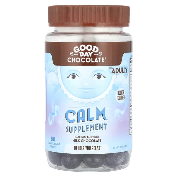 Good Day Chocolate Calm Supplement, For Adults, Milk Chocolate, 80 Candy Coated Pieces