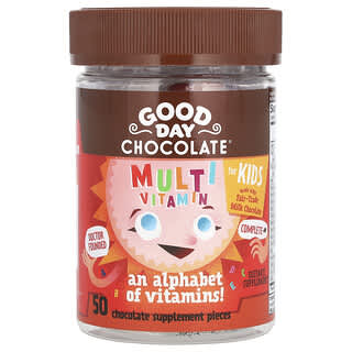 Good Day Chocolate, Multivitaminico per bambini, cioccolato al latte, 50 pezzi